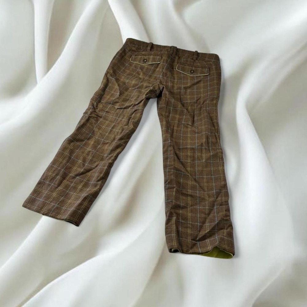 Abercrombie & Fitch brown teal plaid 100% wool capri slack pants y2k officesiren